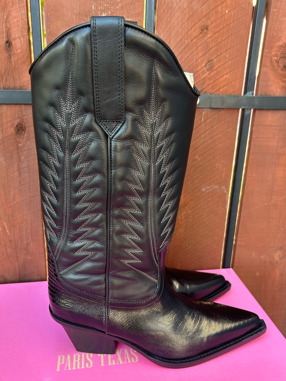 Paris Texas Black Leather Cowboy Boots - Picture 2 of 10